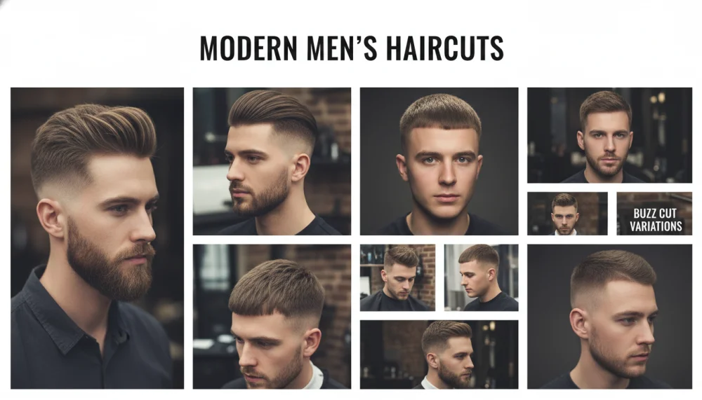 Колаж популярних чоловічих стрижок 2024 року